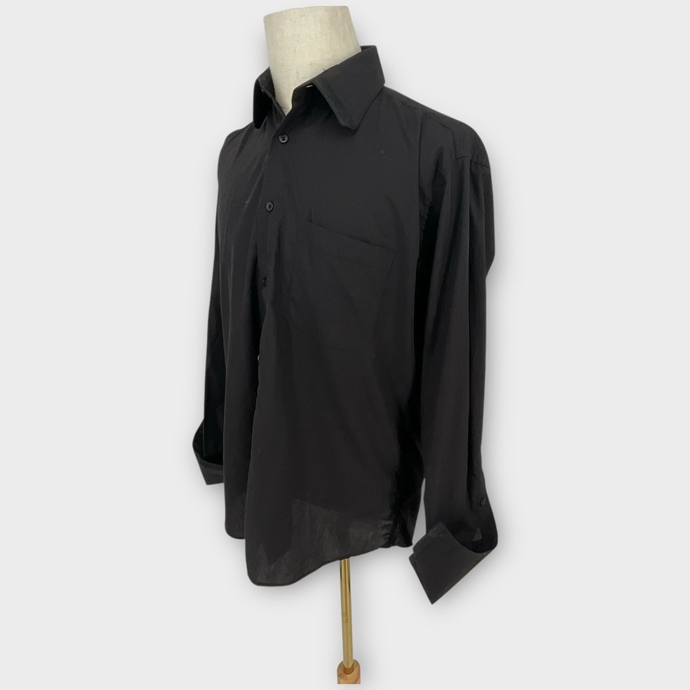 Prime Time Black Long Sleeve Button Down Dress Shirt Men Regular Fit 15.5 34/35 - Picture 2 of 10